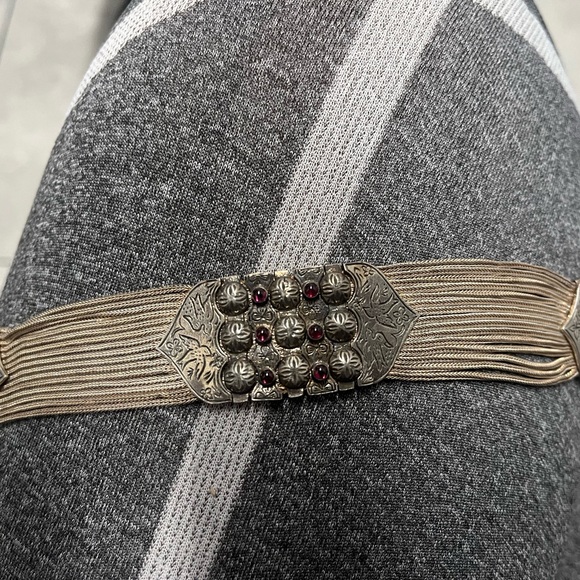 Savati Sterling Silver And Garnet Byzantine Multi Chain Bracelet - Picture 1 of 4